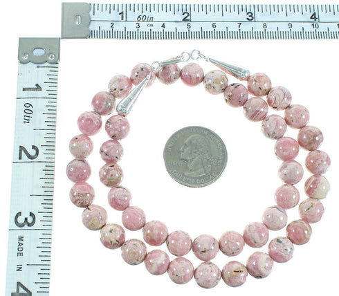 Rhodochrosite Southwest Silver Bead Necklace AX100464
